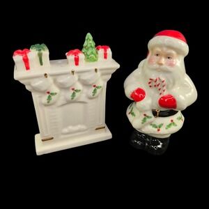 Lenox Christmas Santa and Fireplace Salt and Pepper Shakers 2 Piece Set New